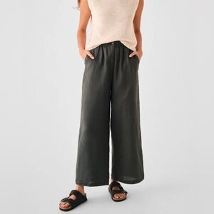 Faherty Wide Leg Pants in Dark Gray